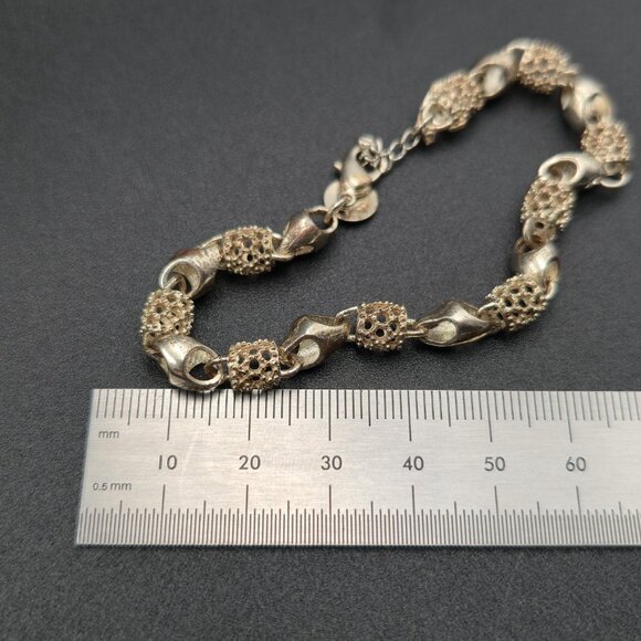7.5 Inch Silver Plated Over Copper Fancy Link Chain Bracelet A6470 - Picture 5 of 6